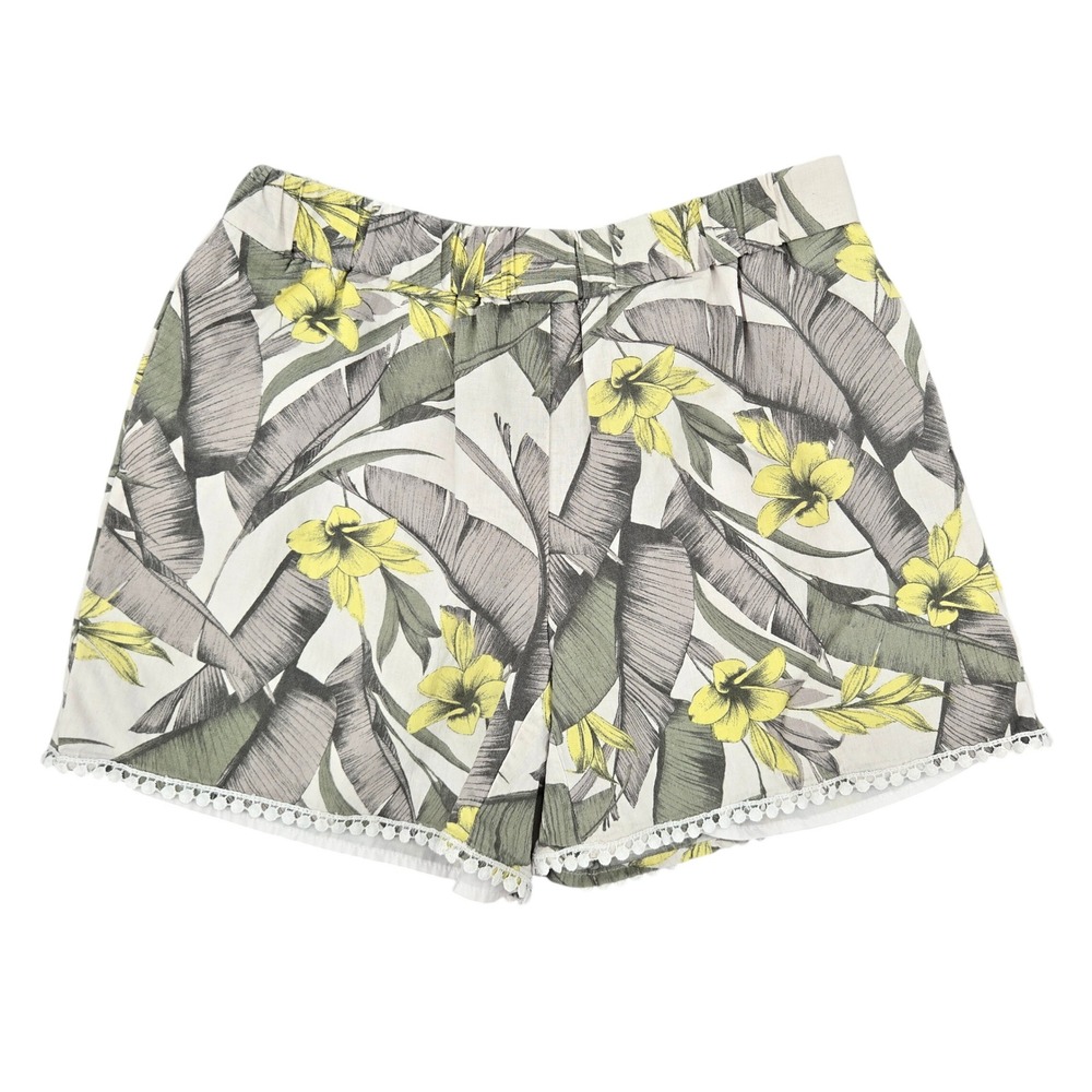 Banana Republic XS Tropical Palm Floral Shorts Women Summer Boho Linen Blend
